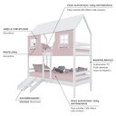 Ver imagem 4 de Beliche Casinha Encantada com Kit Escada/ Escorregador Madeira Maciça Rosa/ Branco Megamobilia