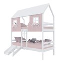 Ver imagem 2 de Beliche Casinha Encantada com Kit Escada/ Escorregador Madeira Maciça Rosa/ Branco Megamobilia