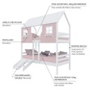 Ver imagem 4 de Beliche Casinha Encantada com Kit Escada/ Escorregador Madeira Maciça Rosa/ Branco Megamobilia