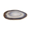 Ver imagem 1 de Platter Pedra Ágata Natural Marrom 30 À 34cm com Banho de Ouro na Borda