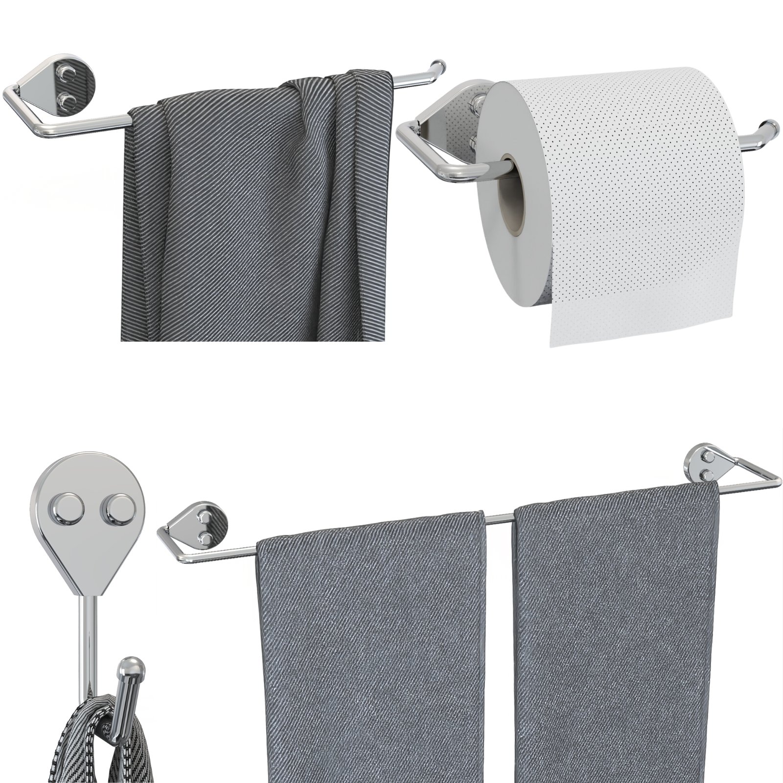 Kit Acessórios para Banheiro 4 Peças Cromado F.arm - 8