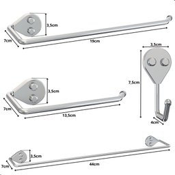 Kit Acessórios para Banheiro 4 Peças Cromado F.arm - 6