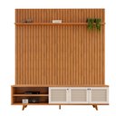 Ver imagem 2 de Rack Com Painel Ripado 3 Portas TV Até 75 Polegadas Freijó Off White Retrô Pratic DJ Móveis