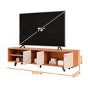 Ver imagem 4 de Rack Com Painel Ripado 3 Portas TV Até 75 Polegadas Freijó Off White Retrô Pratic DJ Móveis