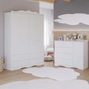 Ver imagem 1 de Quarto de Bebê Completo Cômoda Provençal 4 Gavetas Guarda Roupas 4 Portas 4 Gavetas 100% Mdf