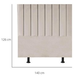 Cabeceira Estofada Cama Casal 140cm Luna Corino e Frame Bege - 2