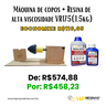 Kit Máquina de Copos + Resina Vr175 Alta Viscosidade 1,5kg - 2