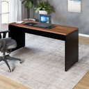 Ver imagem 1 de Mesa Escrivaninha Escritório 110cm X 70cm Pés Painel F5 Cor:nogal com Preto