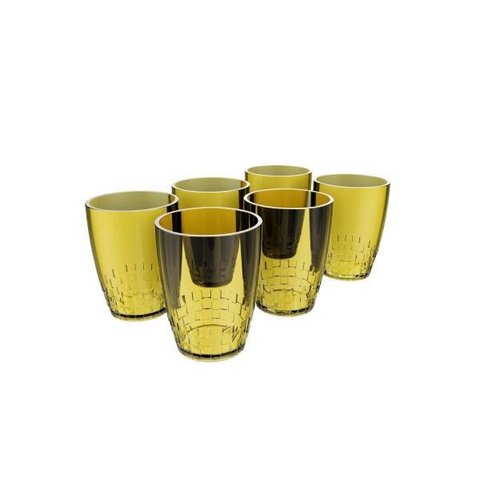 Kit com 6 Copos Multiuso 300 Ml Amarelo Transparente Crippa