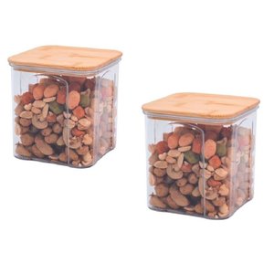 Kit 2 Potes Hermético 900ml Bambu Porta Mantimento Tempero