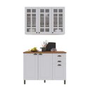 Ver imagem 2 de Conjunto Cozinha Modulada 2 Peças Bari em MDF com Vidro Branco
