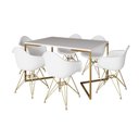 Ver imagem 6 de Mesa Jantar Industrial Branca 137X90Cm Base V Com 6 Poltronas Daw Brancas Base Dourada Cor: Branco