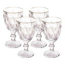 Ver imagem 1 de Jogo 4 Taças de Vidro com Borda Dourada Diamond Cor Transparente Água 300ml Class Home