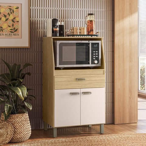 Balcão para Forno e Micro-Ondas em MDF com 1 Gaveta e 2 Portas
