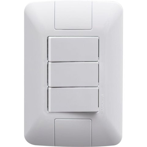 Conjunto 4x2 com 3 Interruptores Paralelos 6 a 250 V Tramontina Aria Branco