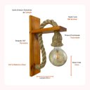 Ver imagem 2 de Luminária Arandela Rústica Parede Externa Madeira Sisal Luxo:envernizada