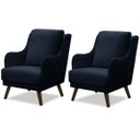 Ver imagem 1 de Kit 2 Poltronas para Sala Decorativas c/ Tachas Sarah Veludo Azul Marinho
