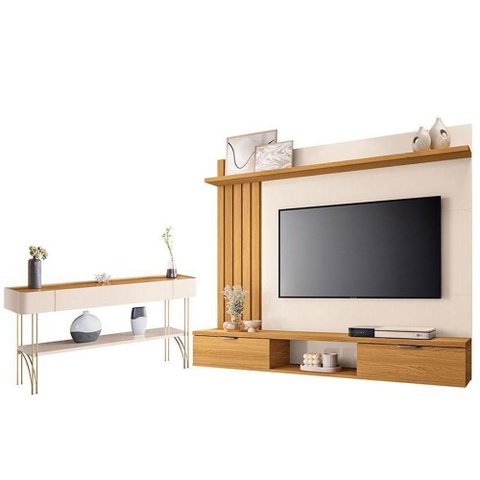 Painel para Tv Suspenso Lets e Aparador Vivant Cinamomo Off White – Hb Móveis