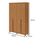 Ver imagem 3 de Guarda Roupa Solteiro e Closet Alonzo 4 Portas de Bater 2 Gavetas MDF Amendoa Clean Móveis Lopas