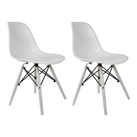Conjunto Com 2 Cadeiras Eames Branca Empório Tiffany Base Em Polipropileno