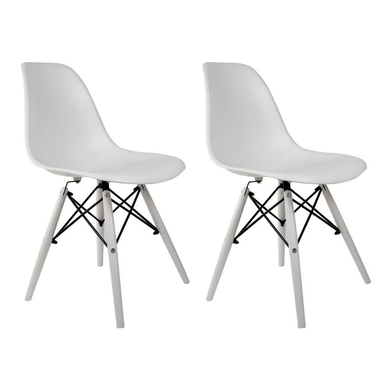 Conjunto Com 2 Cadeiras Eames Branca Empório Tiffany Base Em Polipropileno Conjunto Com 2 Cadeiras Eames Branca Empório Tiffany Base Em Polipropileno