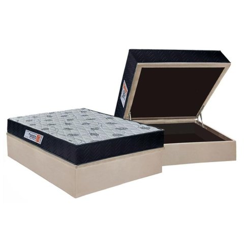 Cama Box Baú Casal: Colchão Anatômico Orthoflex Foggia Sogni Unic Face + Base Crc Suede Clean (