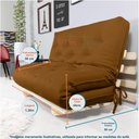 Ver imagem 4 de Sofa Cama Casal Futon Oriental D33 com Madeira Maciça - Caramelo