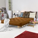 Ver imagem 3 de Sofa Cama Casal Futon Oriental D33 com Madeira Maciça - Caramelo