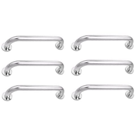 Alça de Apoio 30cm Barra Inox Kit 6 Unidades Idoso Cadeirante Deficiente Box Banheiro Corrimao Segur