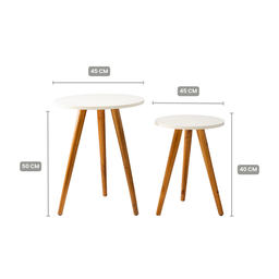 Kit 2 Conjunto de Mesas Canto e Apoio 45x40 45x50 Mdf (branco) - 5