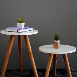 Kit 2 Conjunto de Mesas Canto e Apoio 45x40 45x50 Mdf (branco) - 7