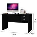 Ver imagem 5 de Escrivaninha Mesa de Escritório 2 Gavetas com Chave 120cm Taurus J&a Móveis - Preto