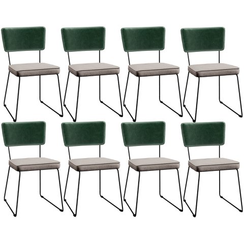 Kit 8 Cadeiras Decorativas Estofada Sala Jantar Allana L02 Facto Verde Musgo Linho Bege - Lyam