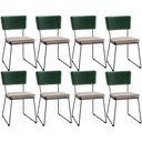 Ver imagem 1 de Kit 8 Cadeiras Decorativas Estofada Sala Jantar Allana L02 Facto Verde Musgo Linho Bege - Lyam