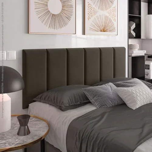 Cabeceira Painel Imperial Estofada Casal Marron 1,40m