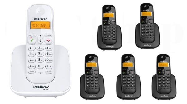 Kit Telefone S Fio TS 3110 Branco + 5 Ramal Preto Intelbras - 1