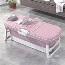 Ver imagem 2 de Banheira Ofurô Dobrável Portátil 260 Litros Adulto 148 Cm com Suporte Rosa Vg+