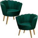 Ver imagem 1 de Kit Duas Poltronas Pétala em Sued Premium Verde Musgo Sua Casa Decorações Pés Madeira Claro