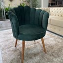Ver imagem 5 de Kit Duas Poltronas Pétala em Sued Premium Verde Musgo Sua Casa Decorações Pés Madeira Claro