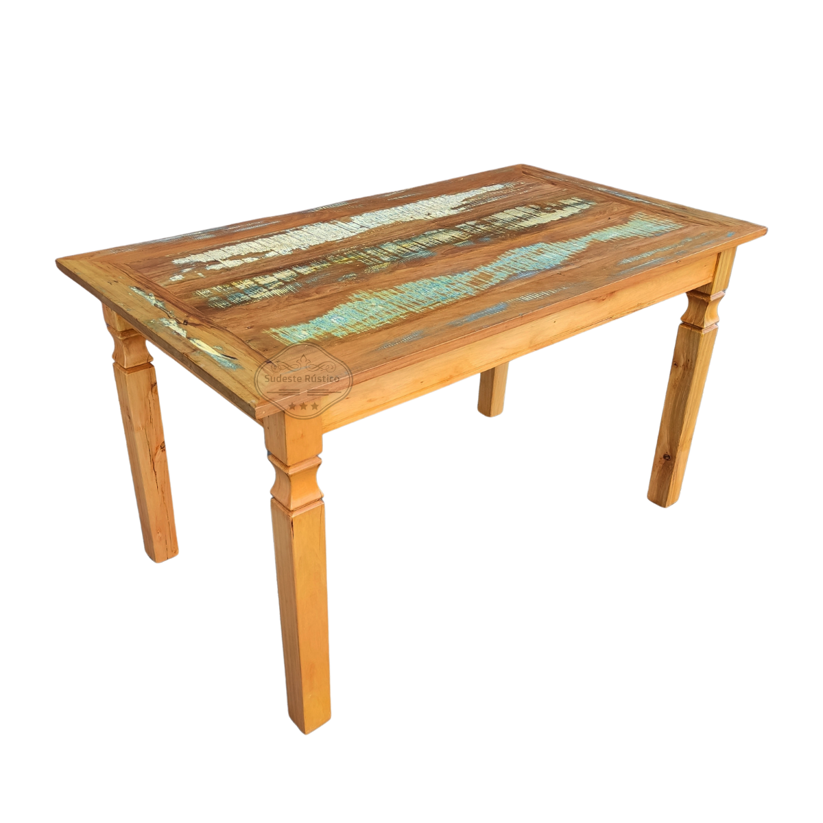 Mesa em madeira 160 x 80 com tinta pátina em demolição Sudeste Rústico - 2