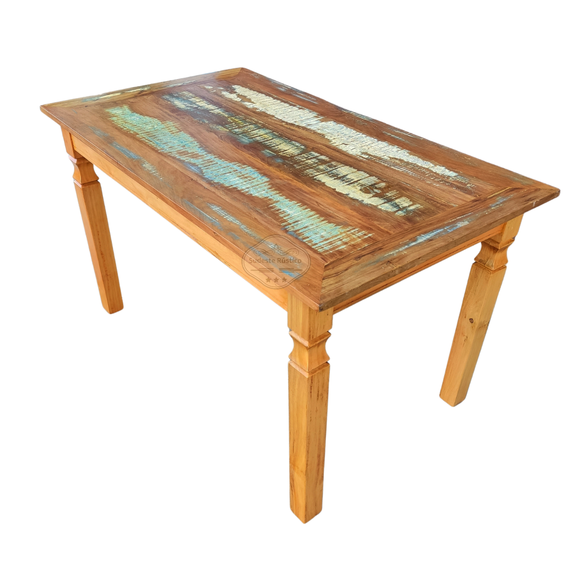 Mesa em madeira 160 x 80 com tinta pátina em demolição Sudeste Rústico