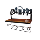 Ver imagem 2 de Prateleira Chopp Porta Tempero e Porta Copos em Madeira de Demolição e Ferro Sudeste Rústico