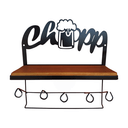 Ver imagem 1 de Prateleira Chopp Porta Tempero e Porta Copos em Madeira de Demolição e Ferro Sudeste Rústico