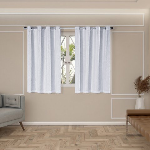 Cortina Blackout Renda 2,00m X 1,40m Pvc Blecaute com Renda Sala Quarto Janela Corta Luz Branco
