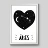 Quadro Céu do Signo Áries - 30x20cm - Moldura Padrão Branco - 1