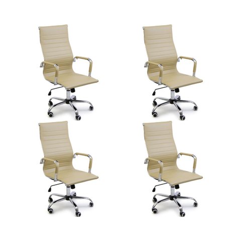 Cadeira de Escritório Esteirinha Giratória Ergonômica Alta - Bege - 4