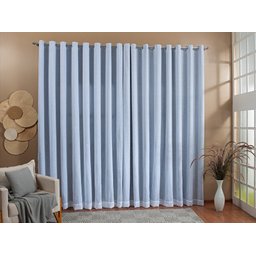 Cortina Gaze De Linho Forro Blackout 6,00x2,50m Sala E Quarto Cinza/Branco - 3