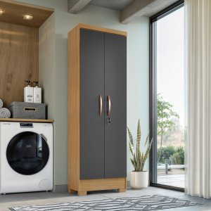 Armário Multiuso 2 Portas Cairo Carvalho Grafite