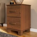 Ver imagem 2 de Mesa de Cabeceira para Quarto 42cm 2 Gavetas Lone Castanho F07 - Mpozenato