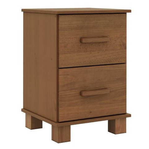 Mesa de Cabeceira para Quarto 42cm 2 Gavetas Lone Castanho F07 - Mpozenato